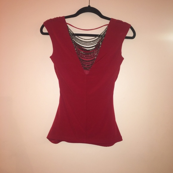 BCX Red Blouse with Beaded Back - Picture 2 of 4